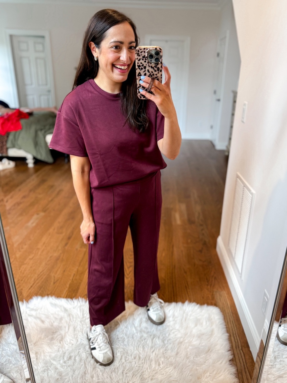 Time and Tru Short Sleeve Knit matching set in Burgundy